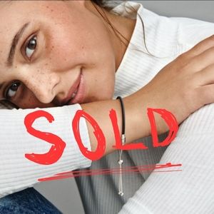 Pandora Moments clear CZ black leather slider bracelet